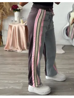YM053-090534 PANTALON JEANS CON DETALLE EN TELA DE MONO