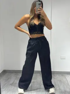LJR189-041899 PANTALON CASUAL UNICOLOR CON BOLSILLOS DELANTERO