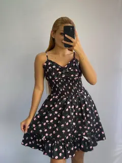 AMF026-010260 VESTIDOS CORTOS CON ESTAMPADOS DE FLORES PEQUEñAS
