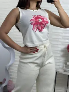 JM0276-702766 SET TEJIDO LARGO TIPO CAMISETA CON ESTAMPADO