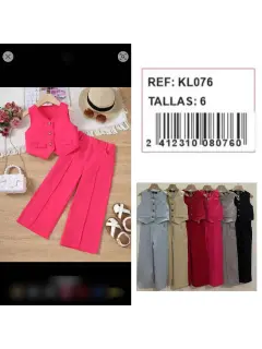 KL076-080760 SET LARGO PARA NIñAS FORMAL UNICOLOR