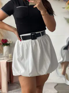 LJR203-042038 FALDA CASUAL TIPO GLOBO UNICOLOR