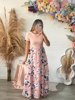 HZS123-061259 VESTIDOS LARGOS CON ESTAMPADOS DE FLORES