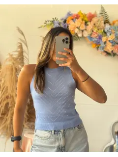 JM0138-701383 BLUSA TEJIDO CON DETALLES BRILLANTES