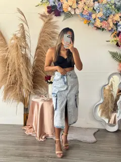 YM033-090333 FALDA JEANS TIPO CARGO