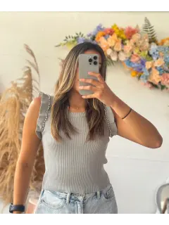 JM0096-700966 BLUSA TEJIDA CON FARALAOS EN MANGAS