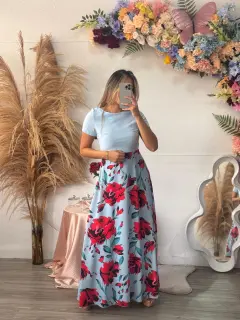 HZS123-061259 VESTIDOS LARGOS CON ESTAMPADOS DE FLORES