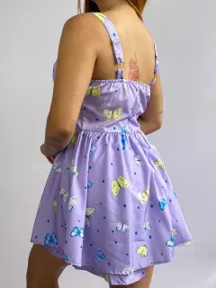YJY032-120323 VESTIDO SHORT CON ESTAMPADO DE MARIPOSA