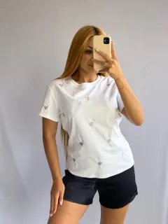 Blusa Unicolor Casual con Estampados de Corazones
