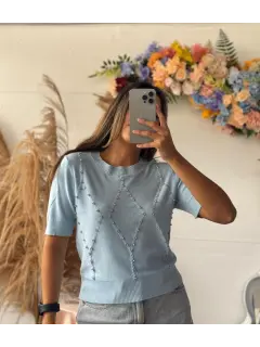 HH066-110662 BLUSA TEJIDO MANGA CORTA