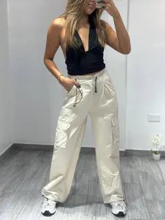 JR090-020904 PANTALON IPO CARGO CON ELASTICO EN PRETINA UNICOLOR