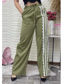 LJR267-042674 PANTALON CASUAL CON DETALLE DE ENCAJE EN PIERNAS