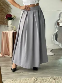HZS268-062689 FALDA LARGA CASUAL CON TACHONES UNICOLOR