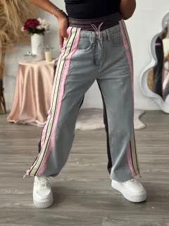 YM053-090534 PANTALON JEANS CON DETALLE EN TELA DE MONO