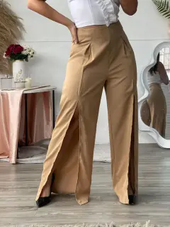 HZS280-062805 PANTALON CASUAL CON DETALLE DE ABERTURA DELANTERO UNICOLOR
