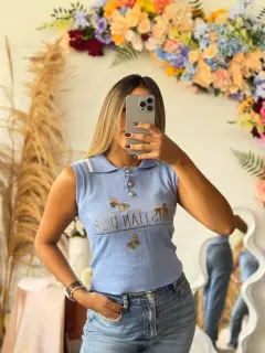 Blusa Casual con Cuello y Escote