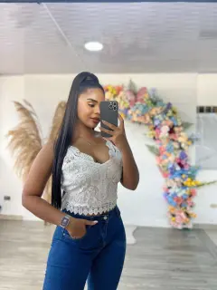 HZS066-060662 BLUSA DE ENCAJE UNICOLOR