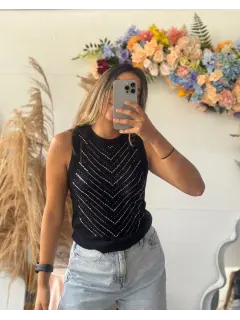 JM0138-701383 BLUSA TEJIDO CON DETALLES BRILLANTES