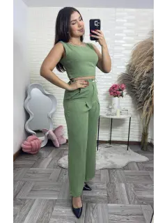 SYZ029-130293 SET LARGO CASUAL CON TOP CORTO SENCILLO