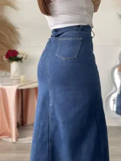 YM101-091010 FALDA LARGA CON BOTONES DELANTERO EN JEANS