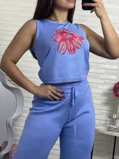 JM0276-702766 SET TEJIDO LARGO TIPO CAMISETA CON ESTAMPADO